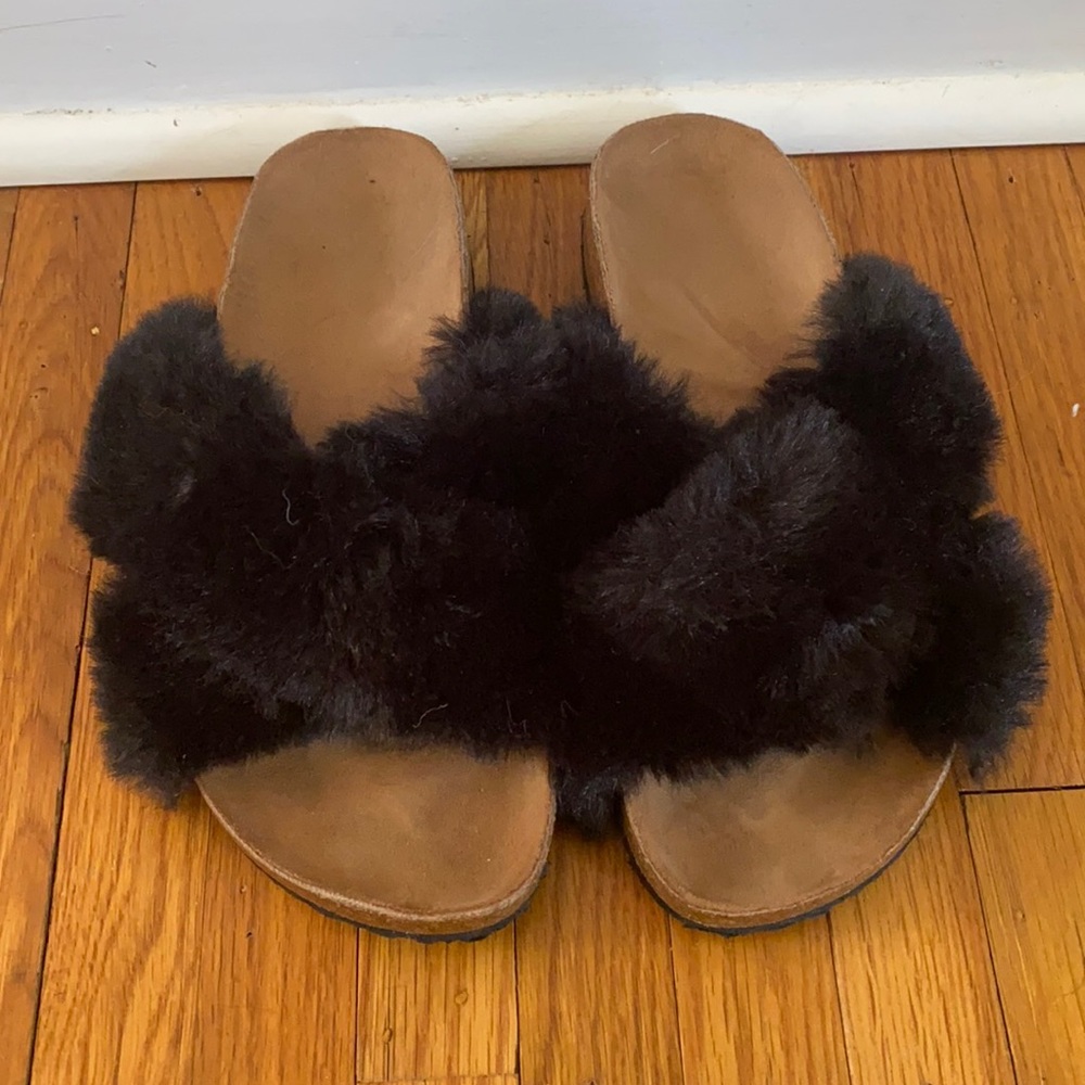 Urban outfitters faux fur slide